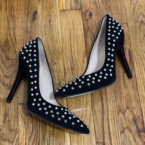 Steve Madden Black Suede Super Studded Pumps-Sz 10